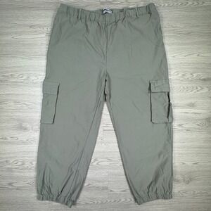 Rebdolls Women Jogger Cargo Pants Sage Green 2X Plus Size High Waist Elastic Hem